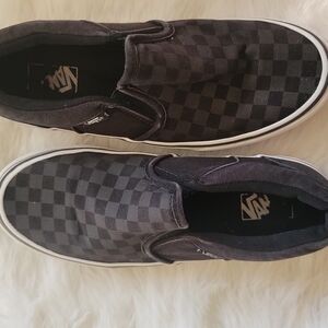 Vans Men's Black Checkered Slip-On Shoes